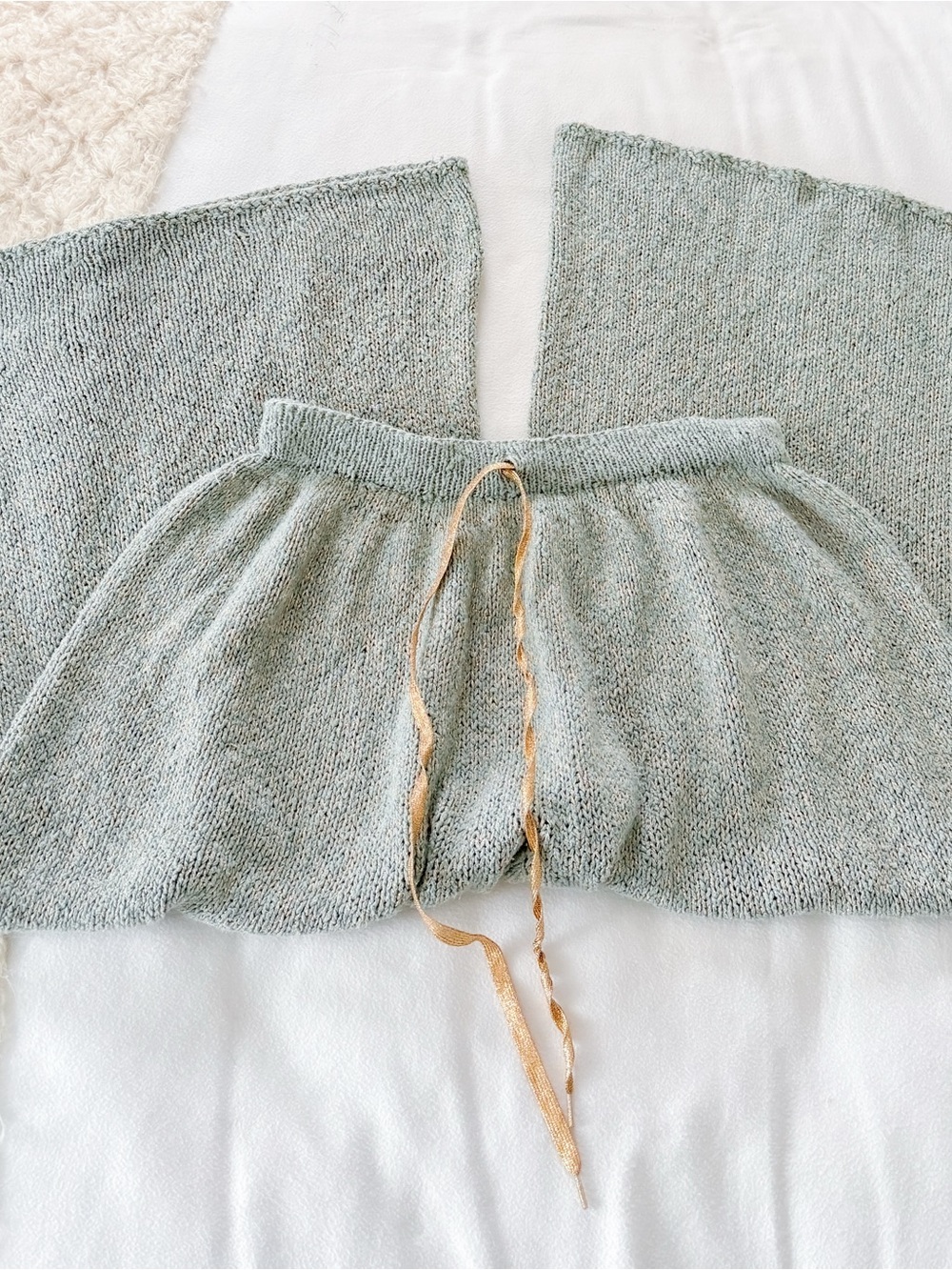 Fairy cozy casual girly knit metallic thread accents wide leg lounge pants